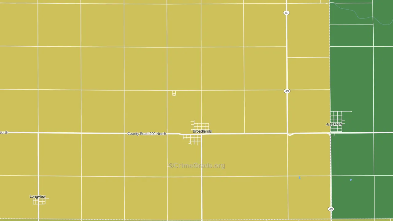 Broadlands, IL Map of Vandalism Rates