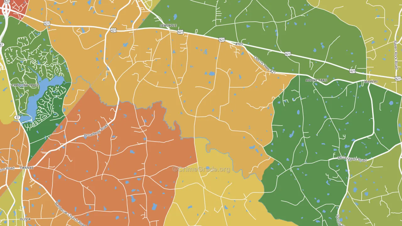 Broadway, NC Map of Vandalism Rates