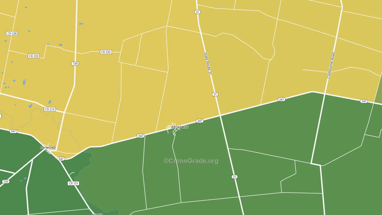 Broadway, OH Map of Vandalism Rates