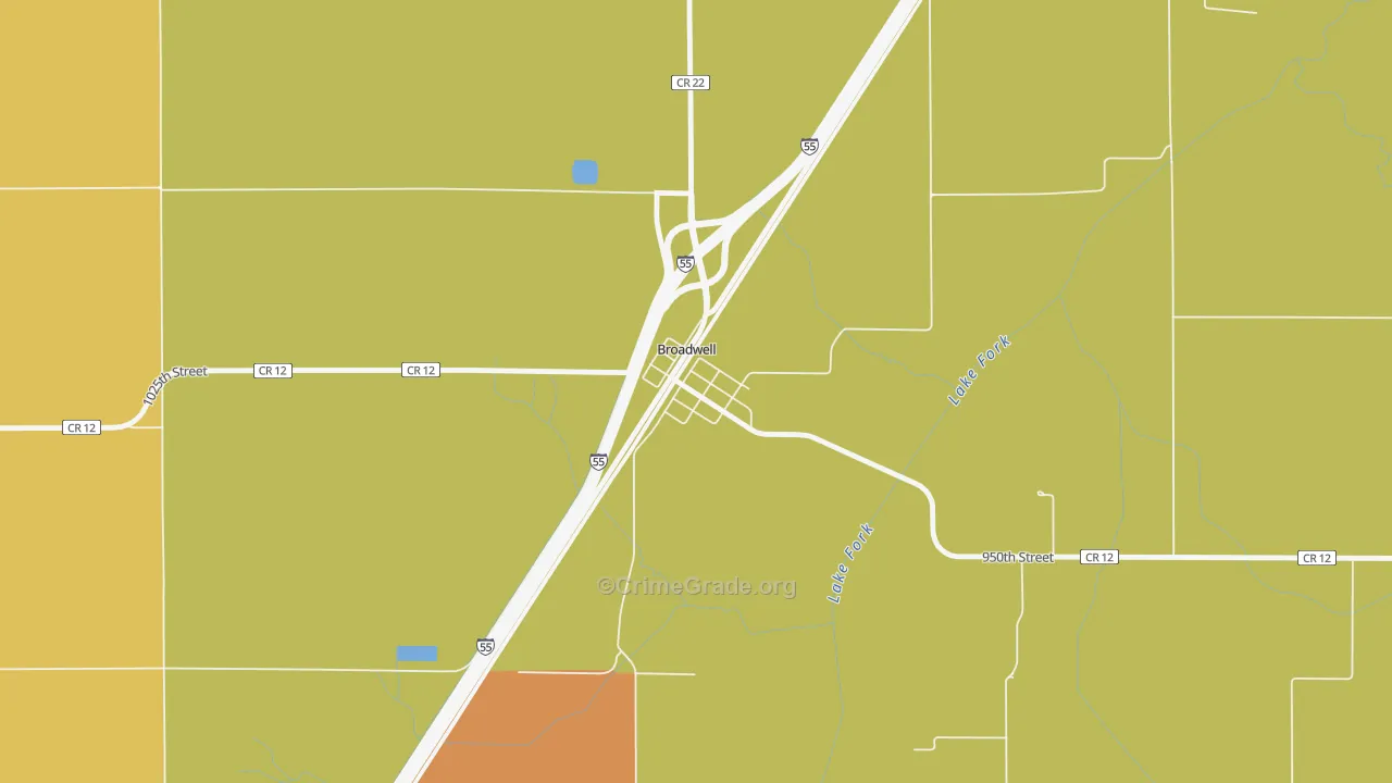 Broadwell, IL Map of Vandalism Rates