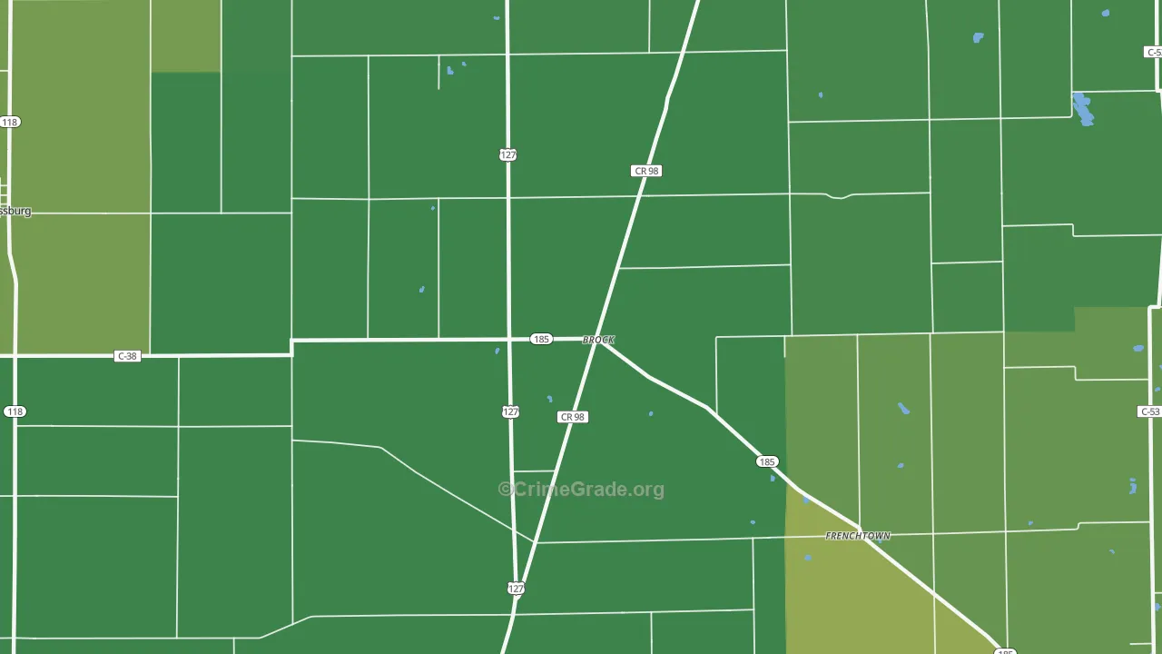 Brock, OH Map of Vandalism Rates