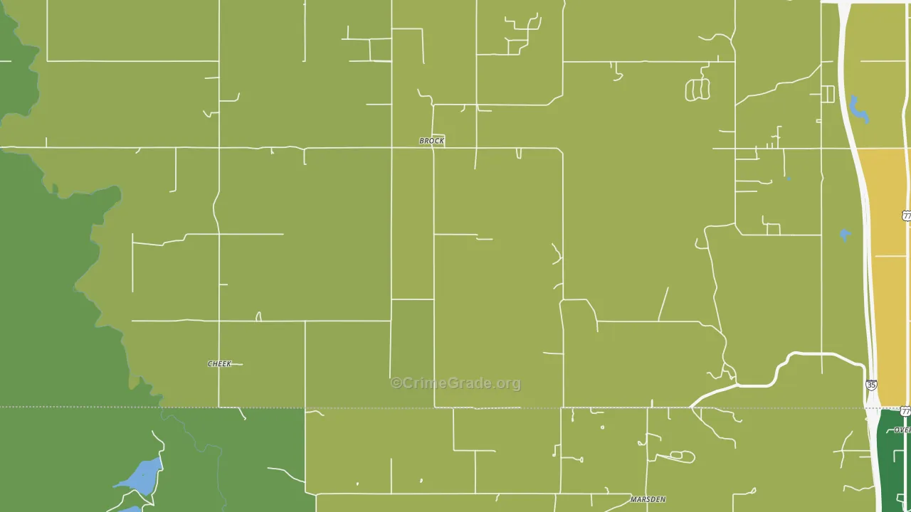 Brock, OK Map of Vandalism Rates
