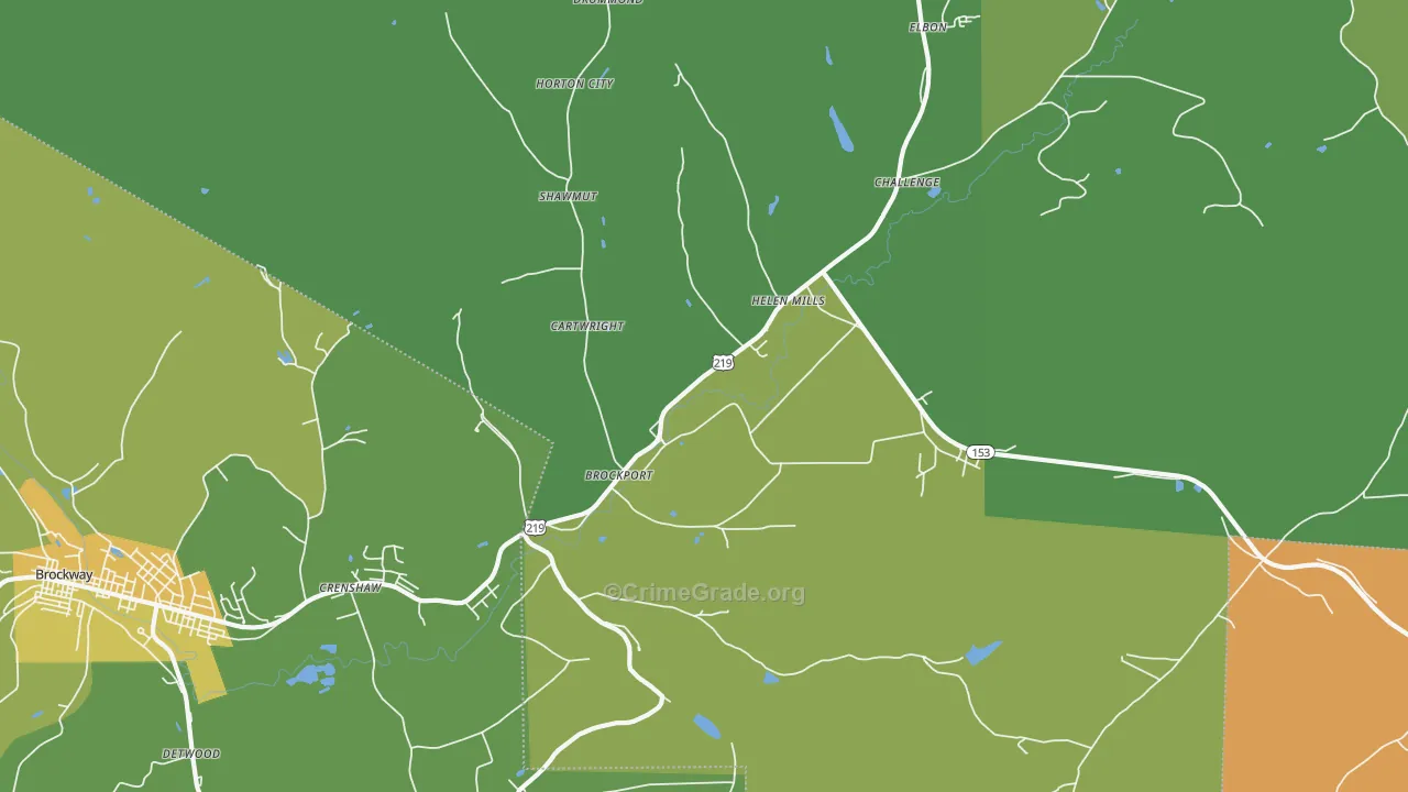 Brockport, PA Map of Vandalism Rates