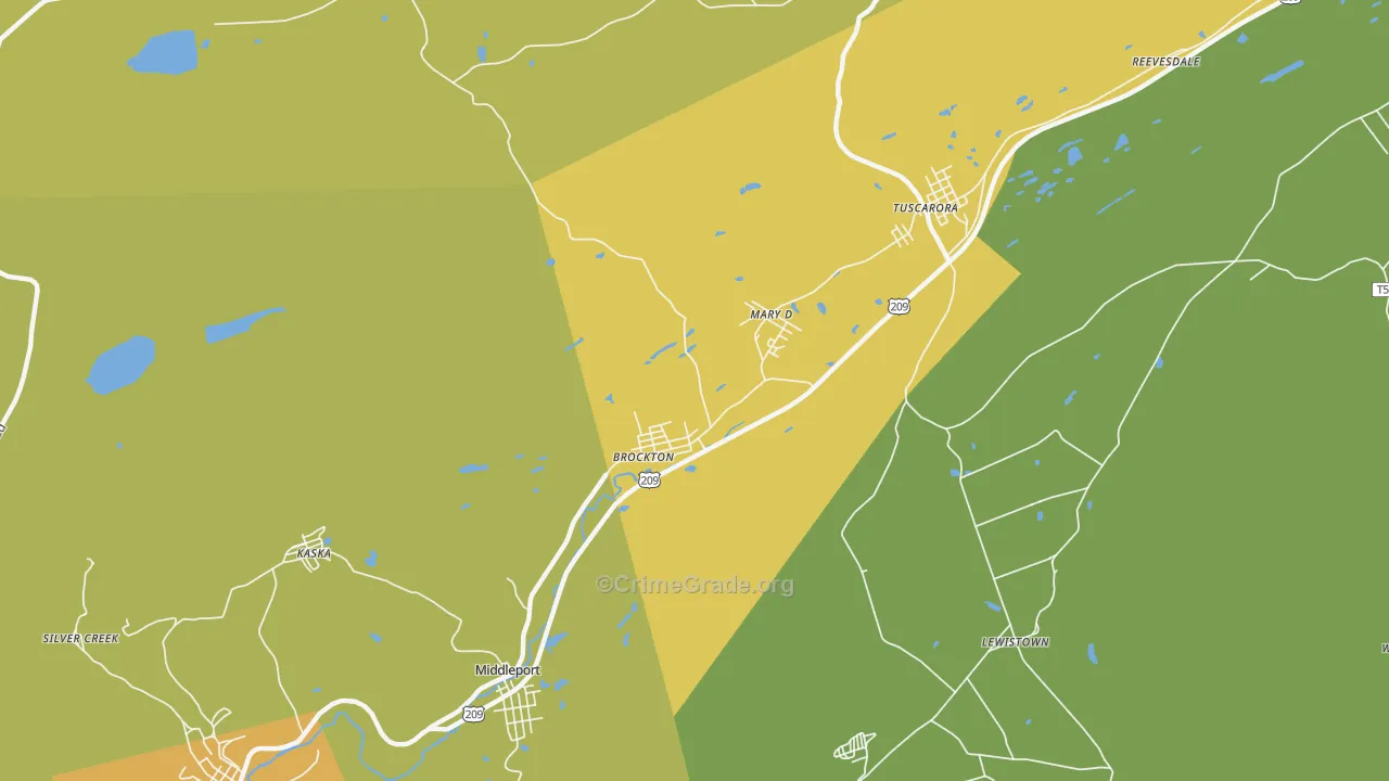 Brockton, PA Map of Vandalism Rates