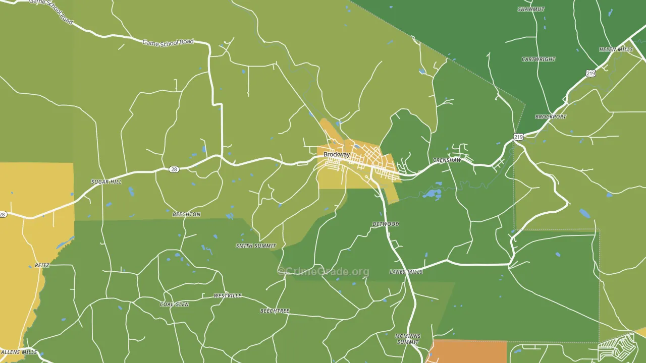 Brockway, PA Map of Vandalism Rates