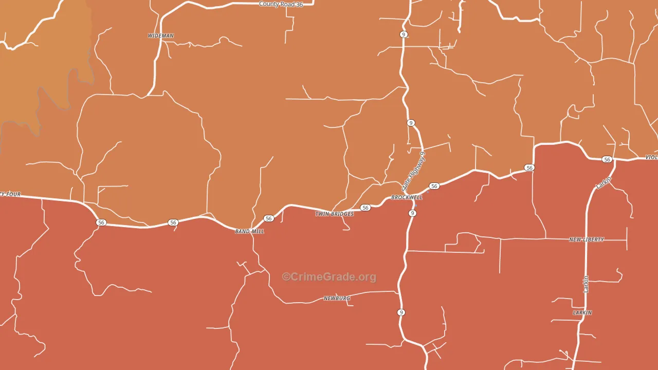 Brockwell, AR Map of Vandalism Rates