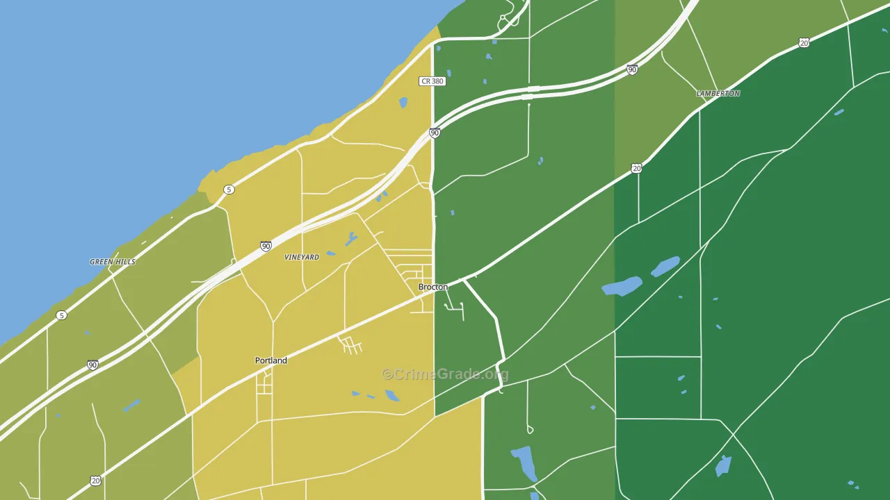 Brocton, NY Map of Vandalism Rates