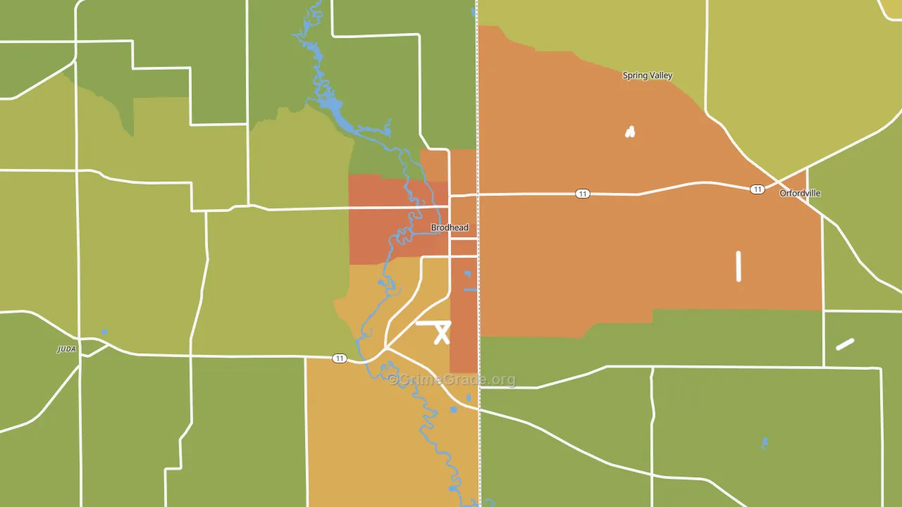 Brodhead, WI Map of Vandalism Rates