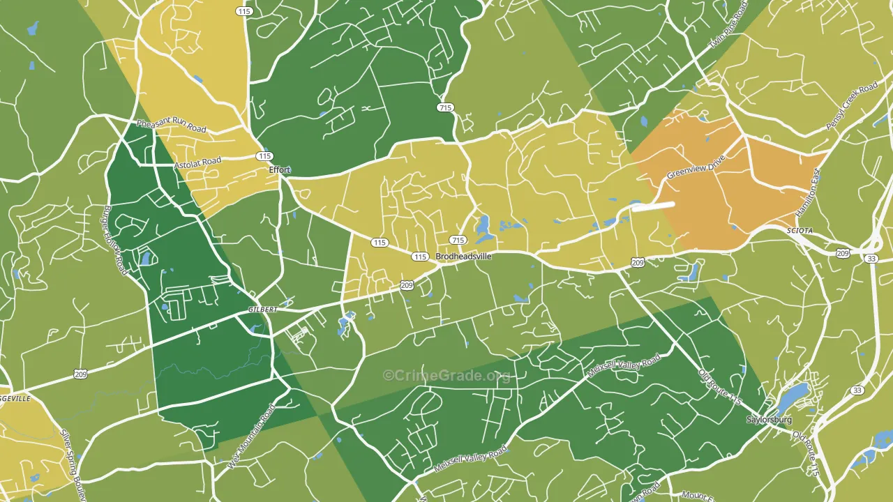 Brodheadsville, PA Map of Vandalism Rates