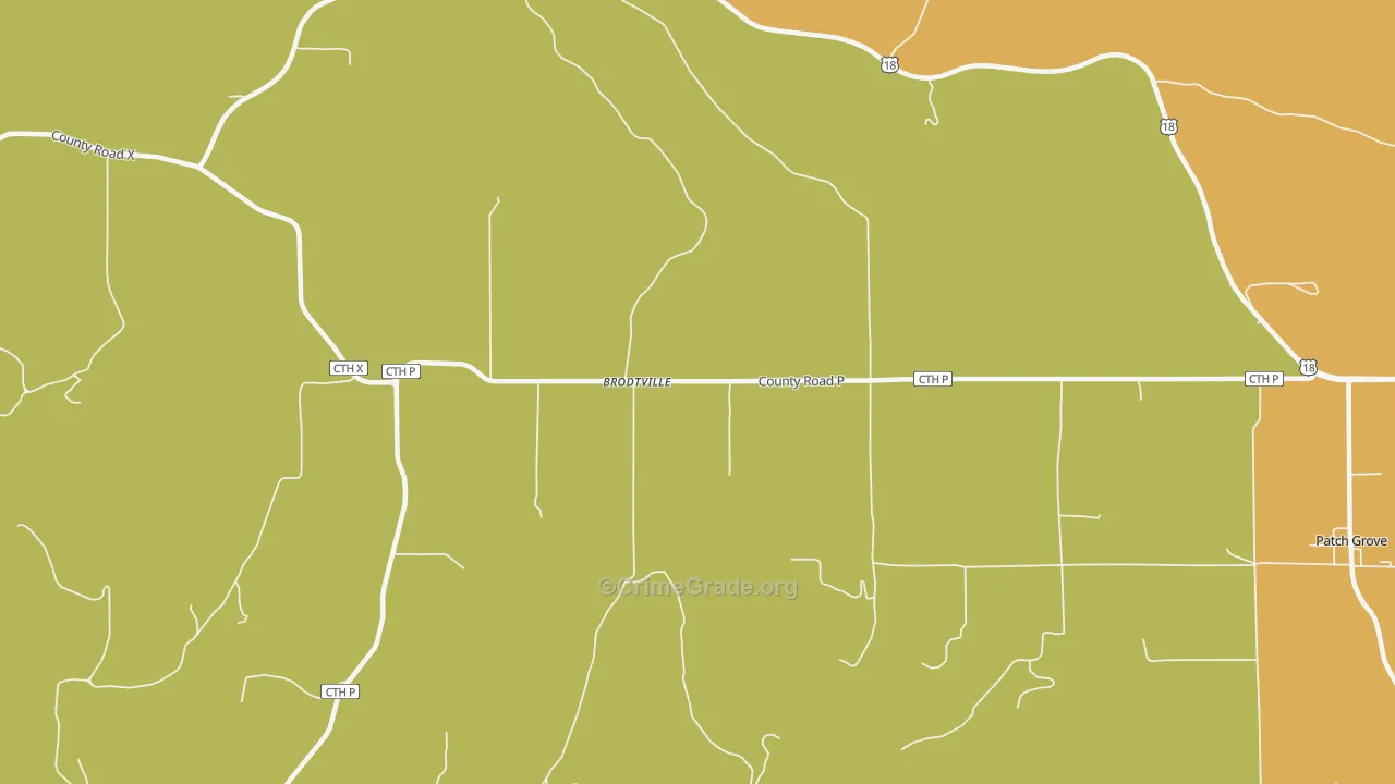 Brodtville, WI Map of Vandalism Rates