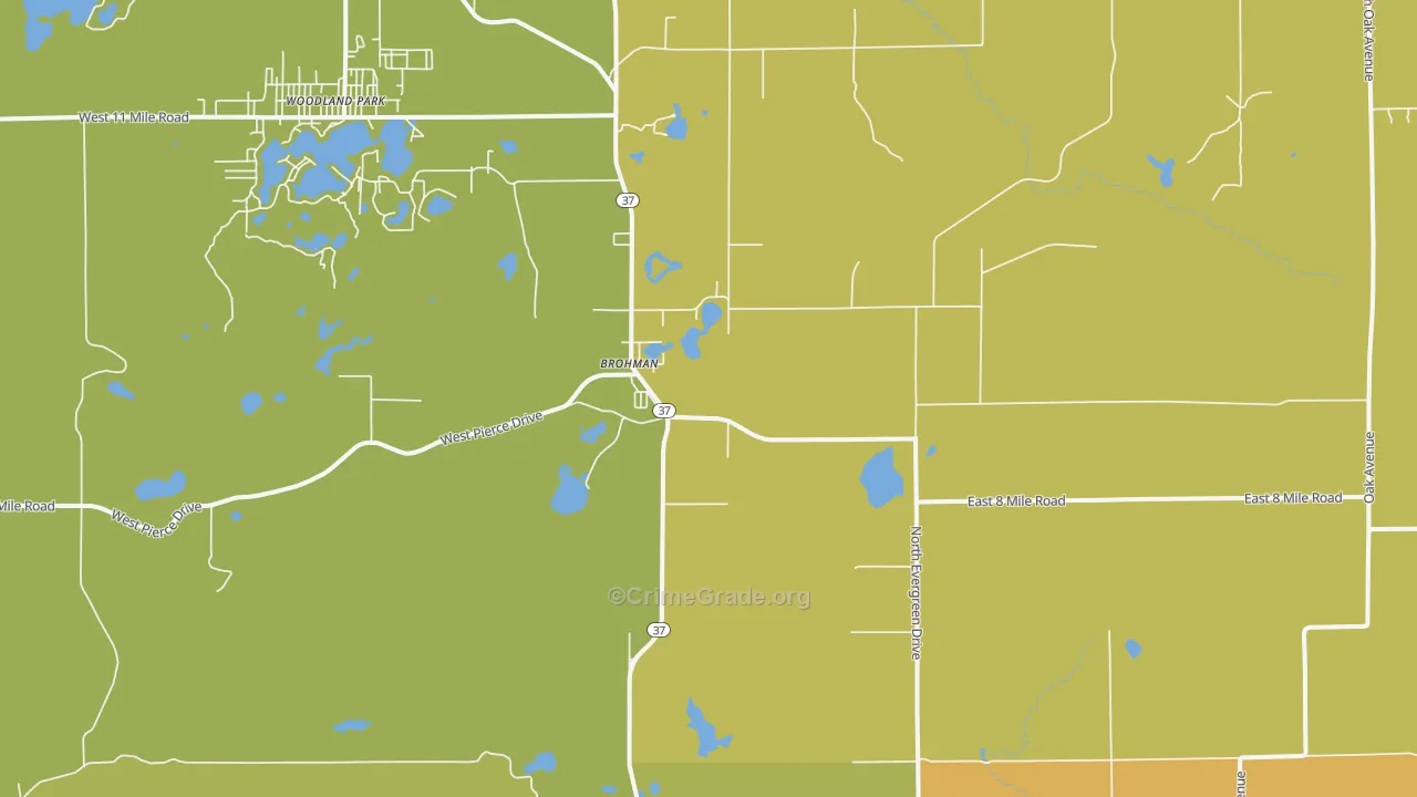 Brohman, MI Map of Vandalism Rates