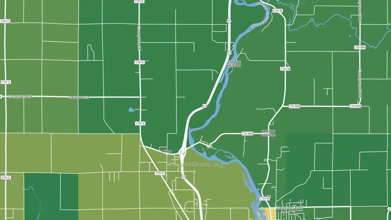 Brokaw, WI Map of Vandalism Rates