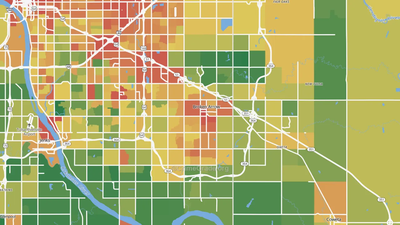 Broken Arrow, OK Map of Vandalism Rates