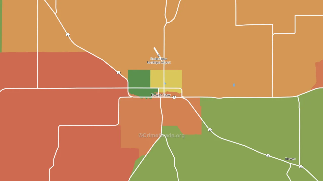 Broken Bow, NE Map of Vandalism Rates