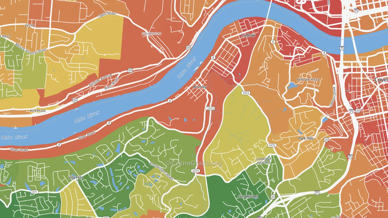 Bromley, KY Map of Vandalism Rates