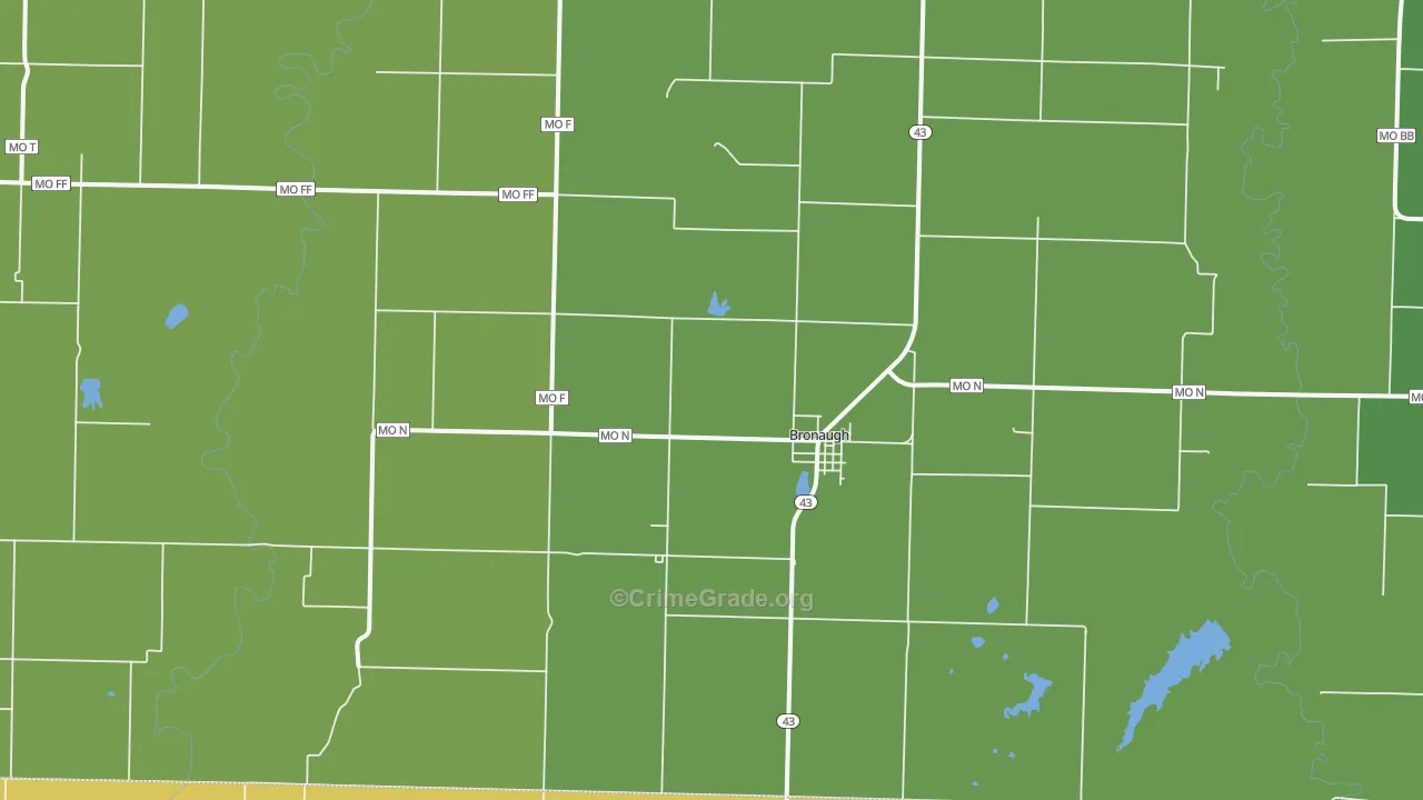 Bronaugh, MO Map of Vandalism Rates