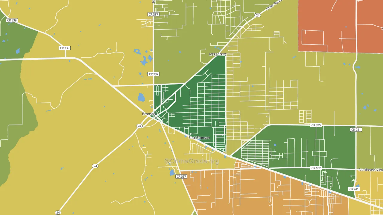 Bronson, FL Map of Vandalism Rates