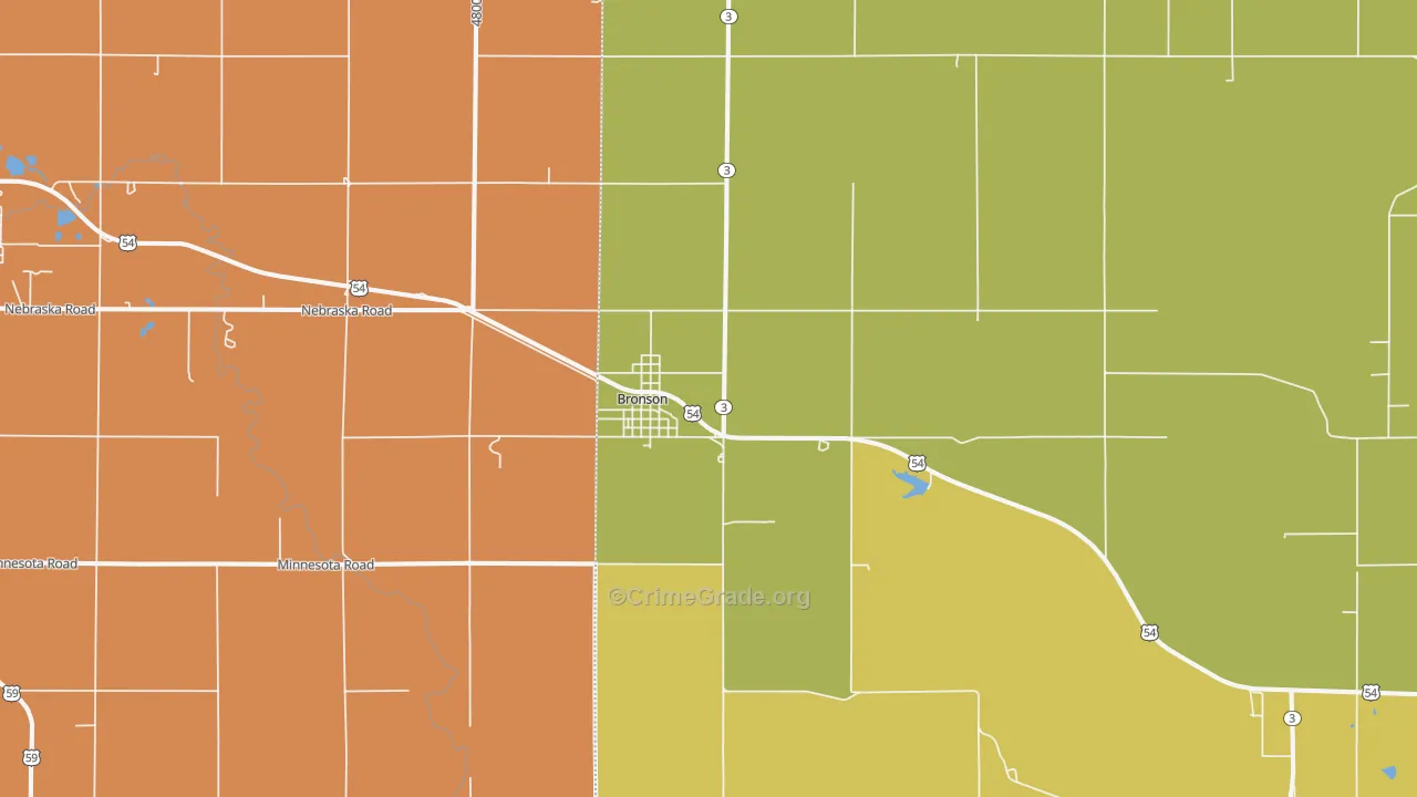 Bronson, KS Map of Vandalism Rates