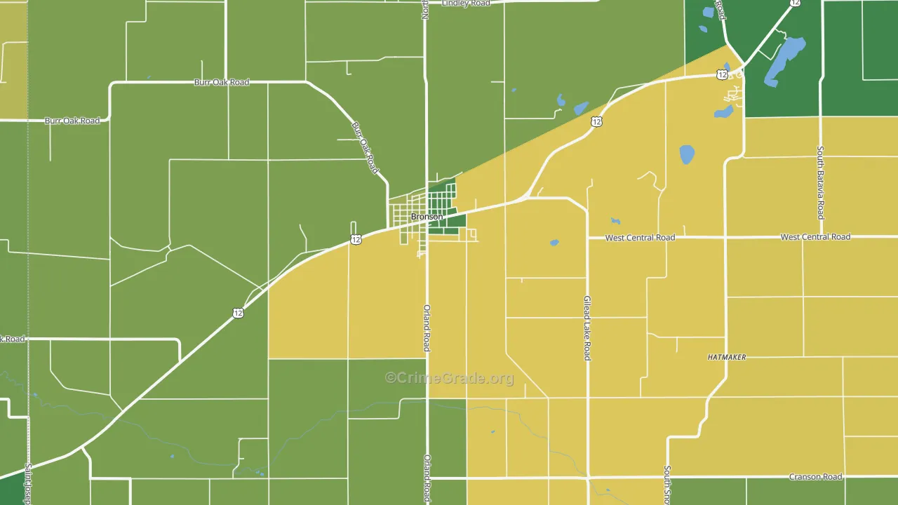 Bronson, MI Map of Vandalism Rates