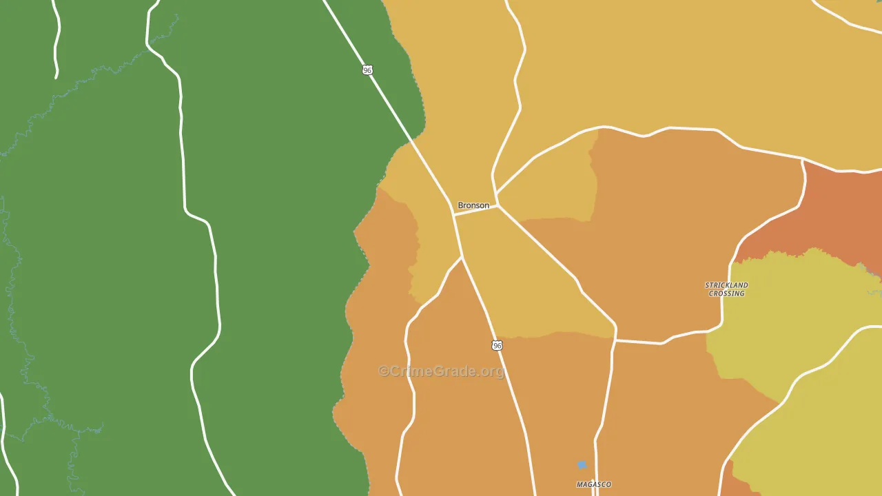 Bronson, TX Map of Vandalism Rates