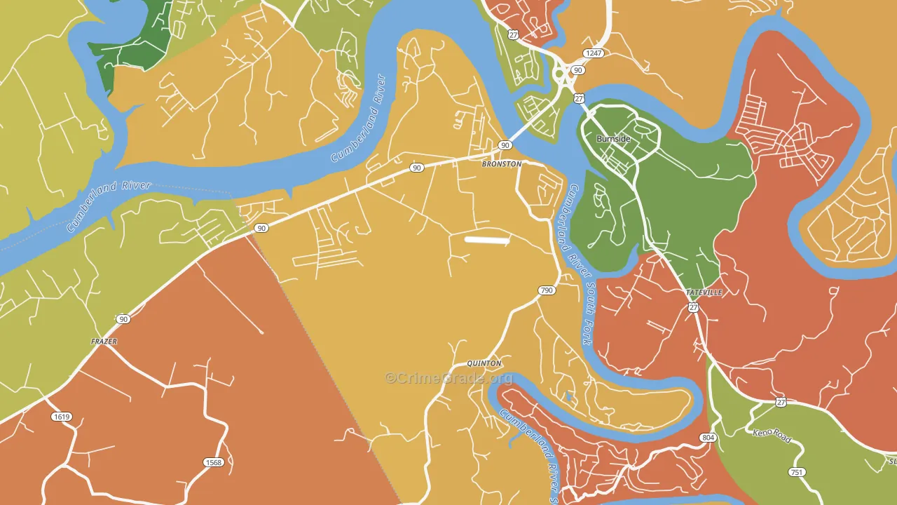 Bronston, KY Map of Vandalism Rates