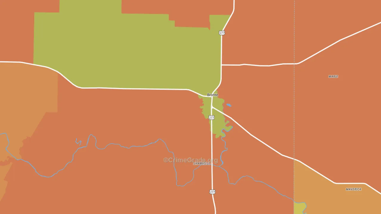 Bronte, TX Map of Vandalism Rates