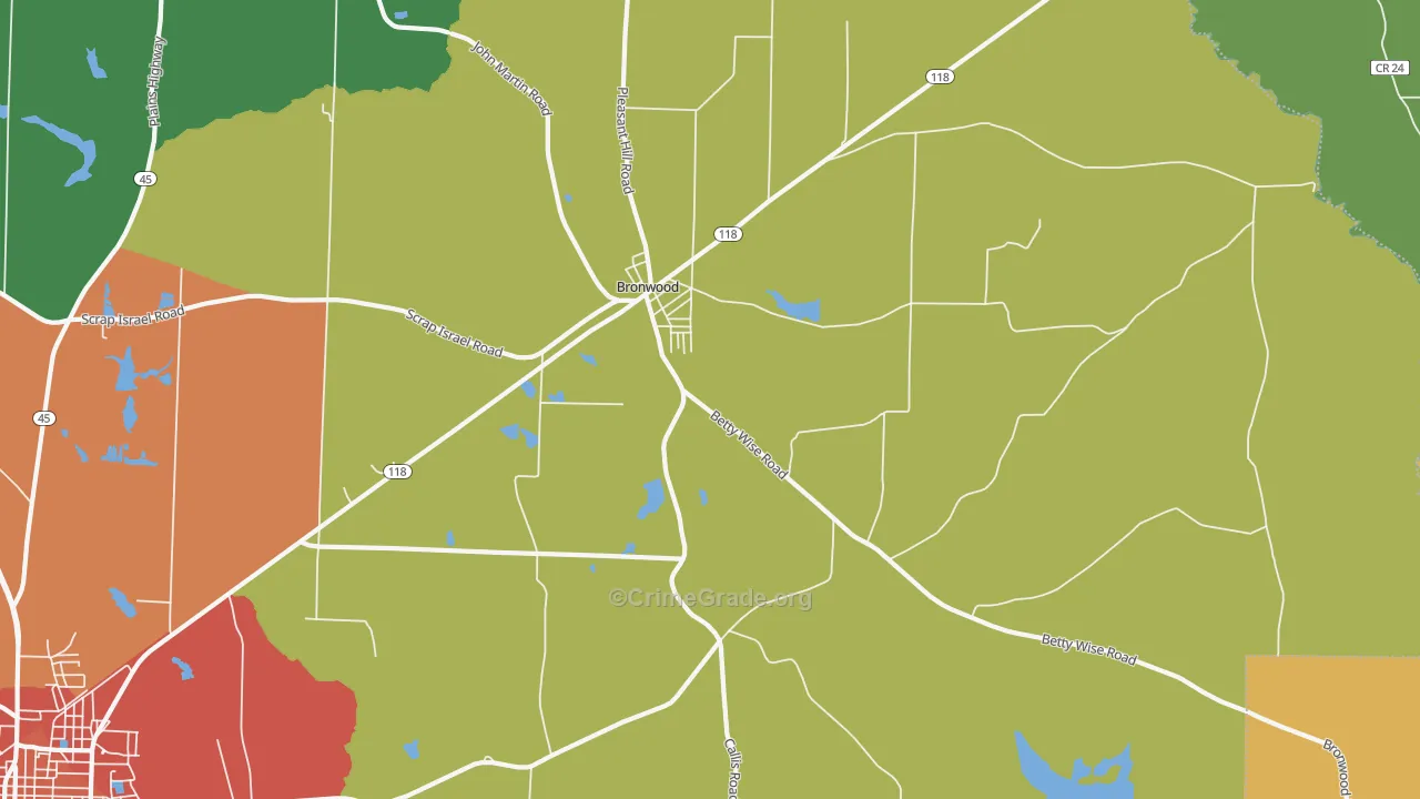 Bronwood, GA Map of Vandalism Rates