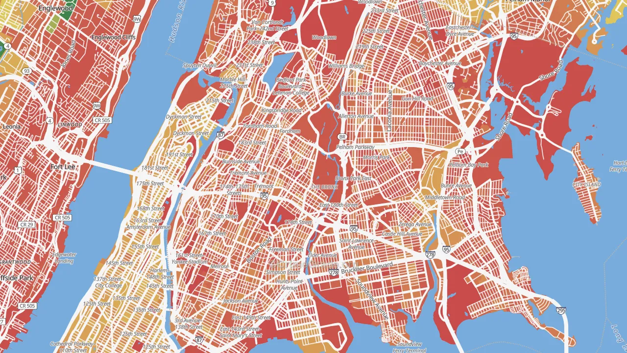 Bronx, NY Map of Vandalism Rates