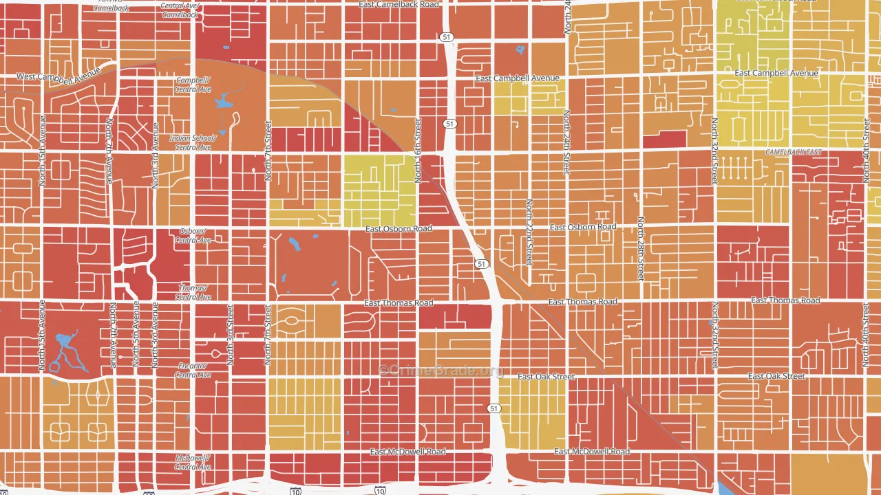 Bronze Boot, Phoenix, AZ Map of Vandalism Rates