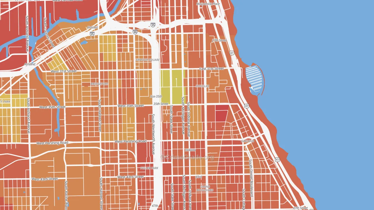 Bronzeville, Chicago, IL Map of Vandalism Rates