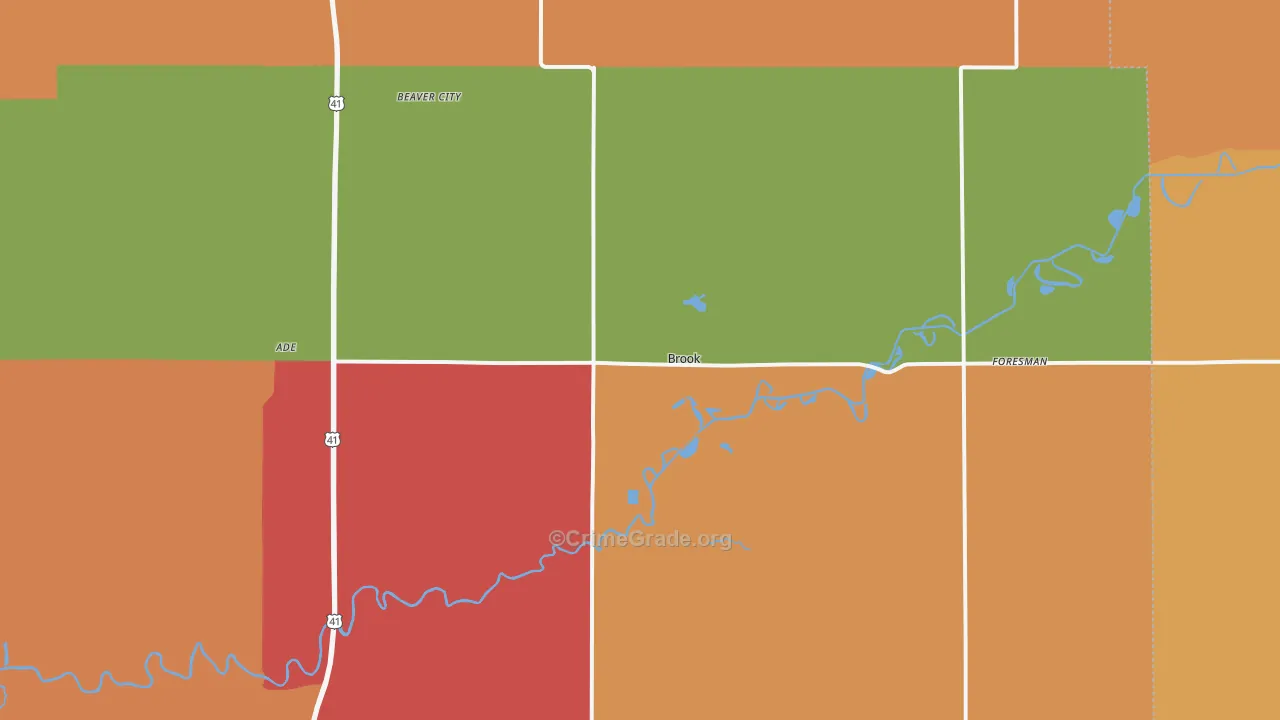 Brook, IN Map of Vandalism Rates
