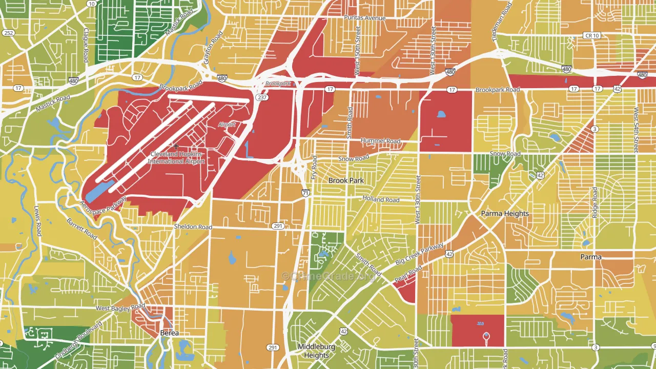 Brook Park, OH Map of Vandalism Rates