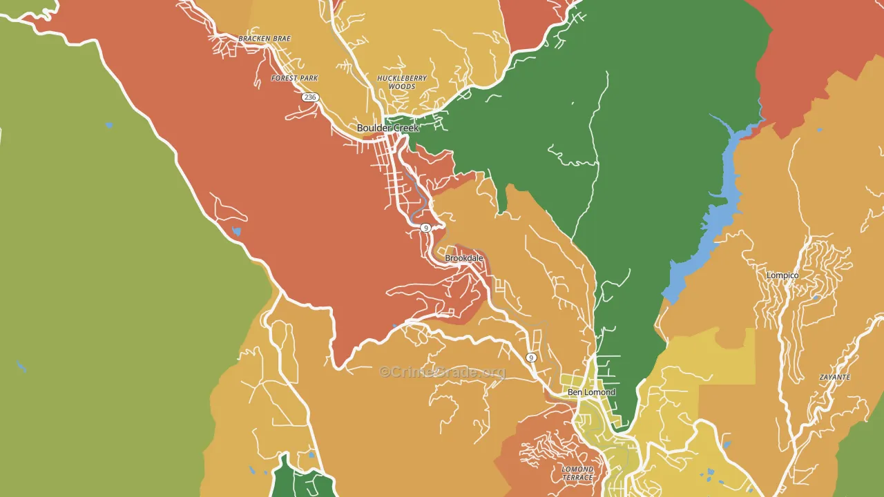 Brookdale, CA Map of Vandalism Rates