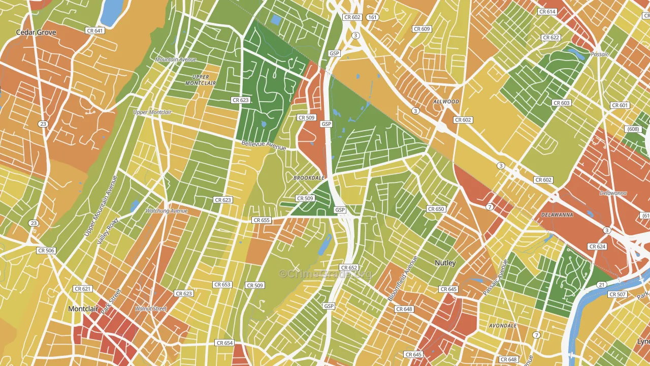 Brookdale, NJ Map of Vandalism Rates
