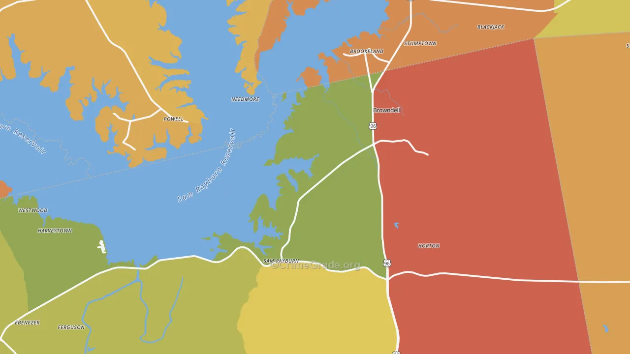 Brookeland, TX Map of Vandalism Rates