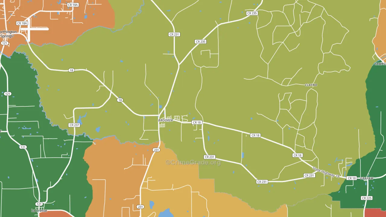 Brooker, FL Map of Vandalism Rates