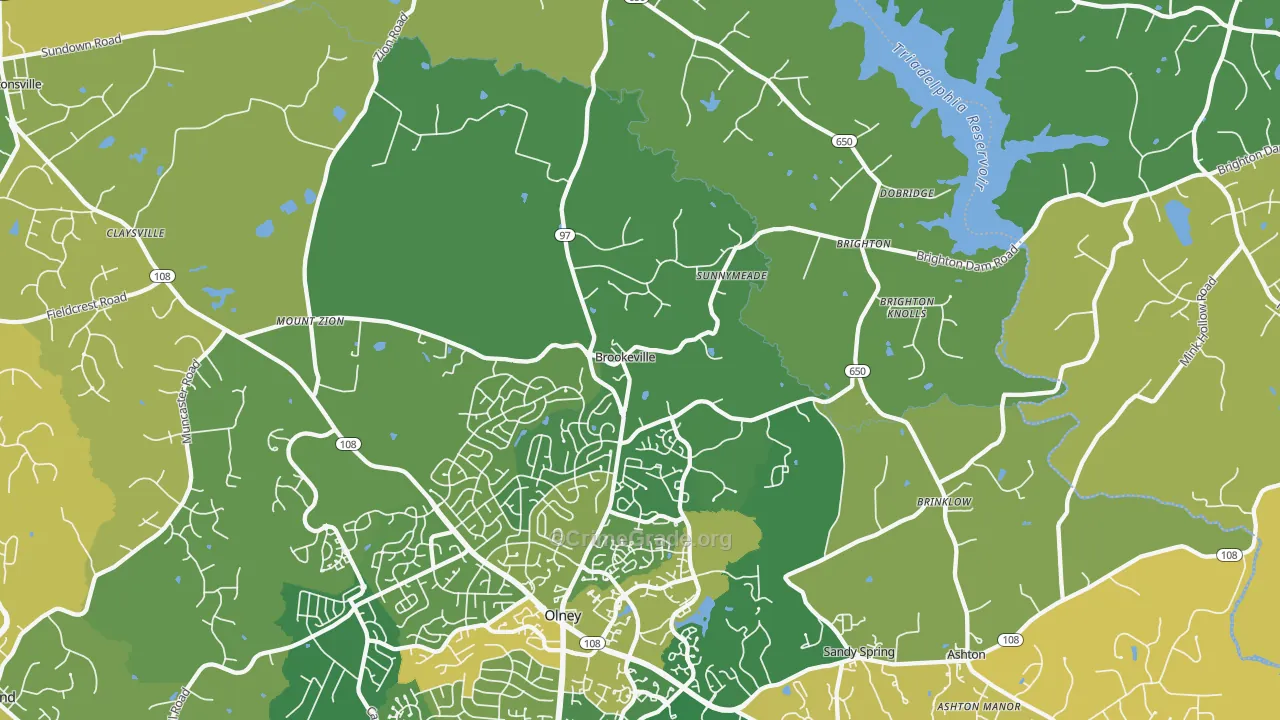Brookeville, MD Map of Vandalism Rates