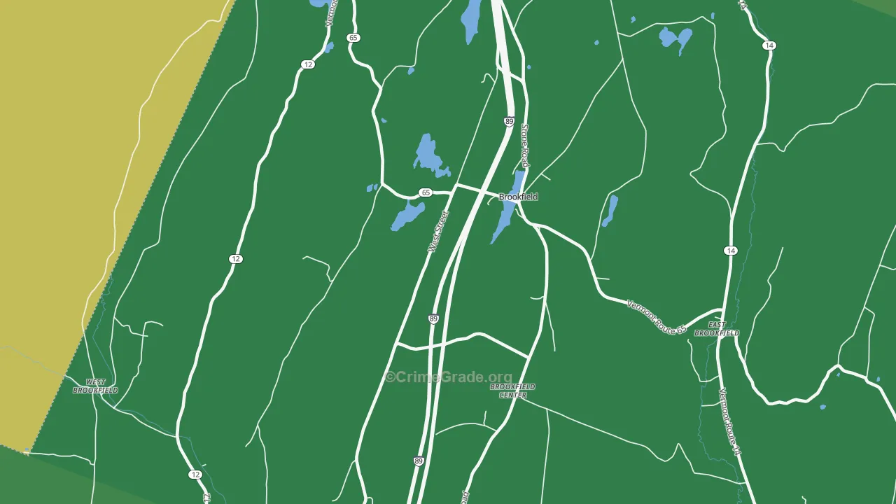Brookfield Center, VT Map of Vandalism Rates