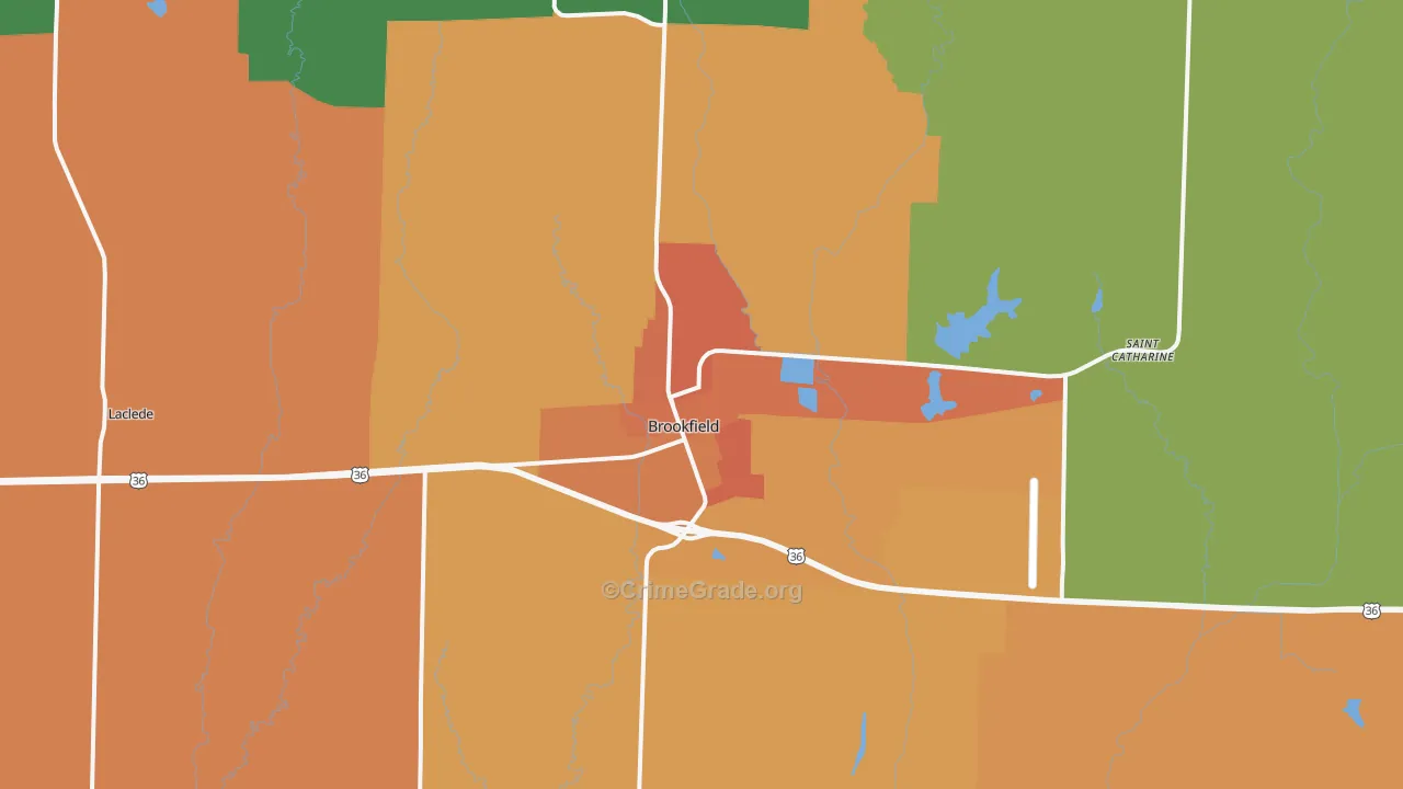 Brookfield, MO Map of Vandalism Rates