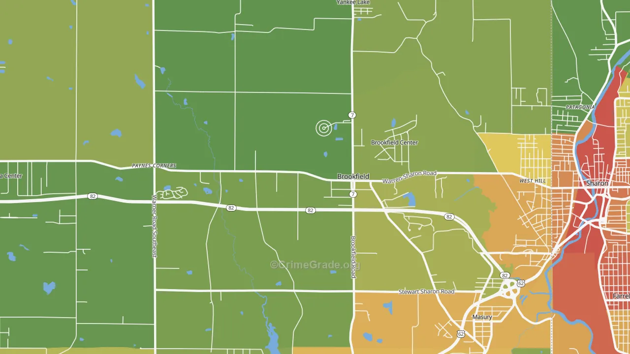Brookfield, OH Map of Vandalism Rates