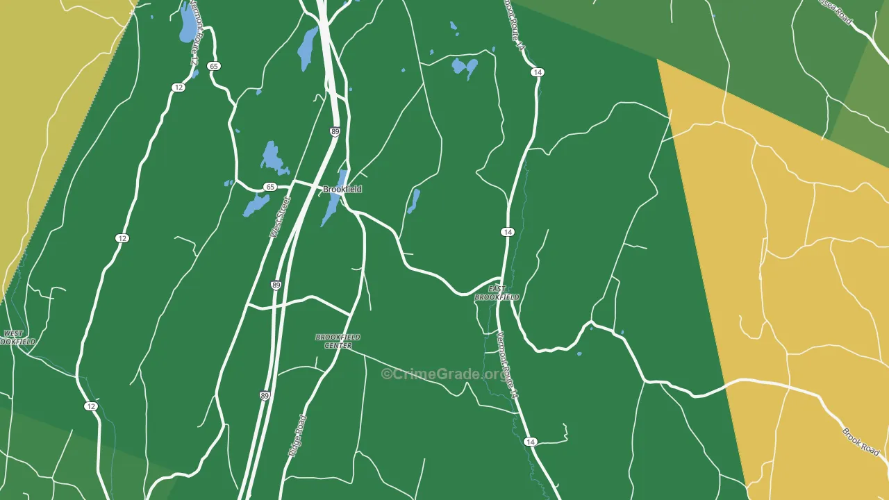 Brookfield, VT Map of Vandalism Rates