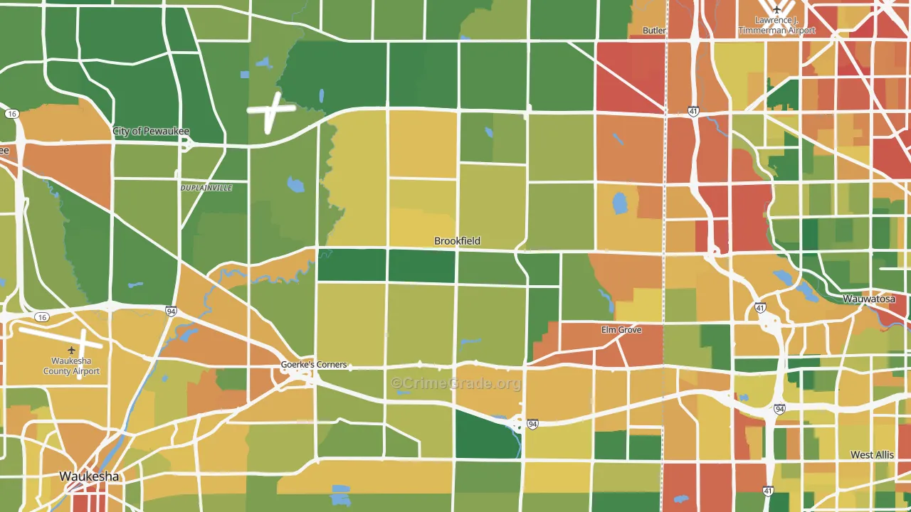 Brookfield, WI Map of Vandalism Rates