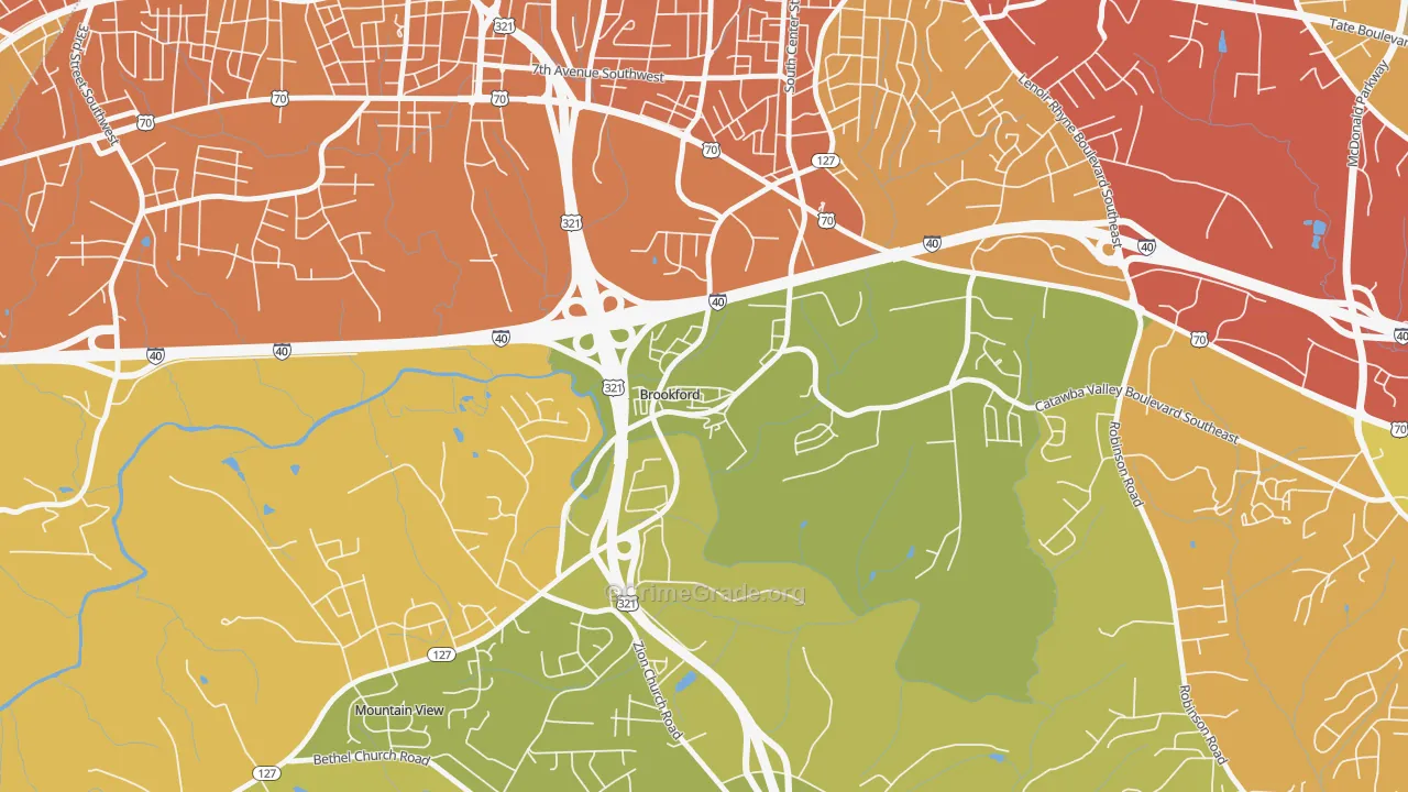 Brookford, NC Map of Vandalism Rates