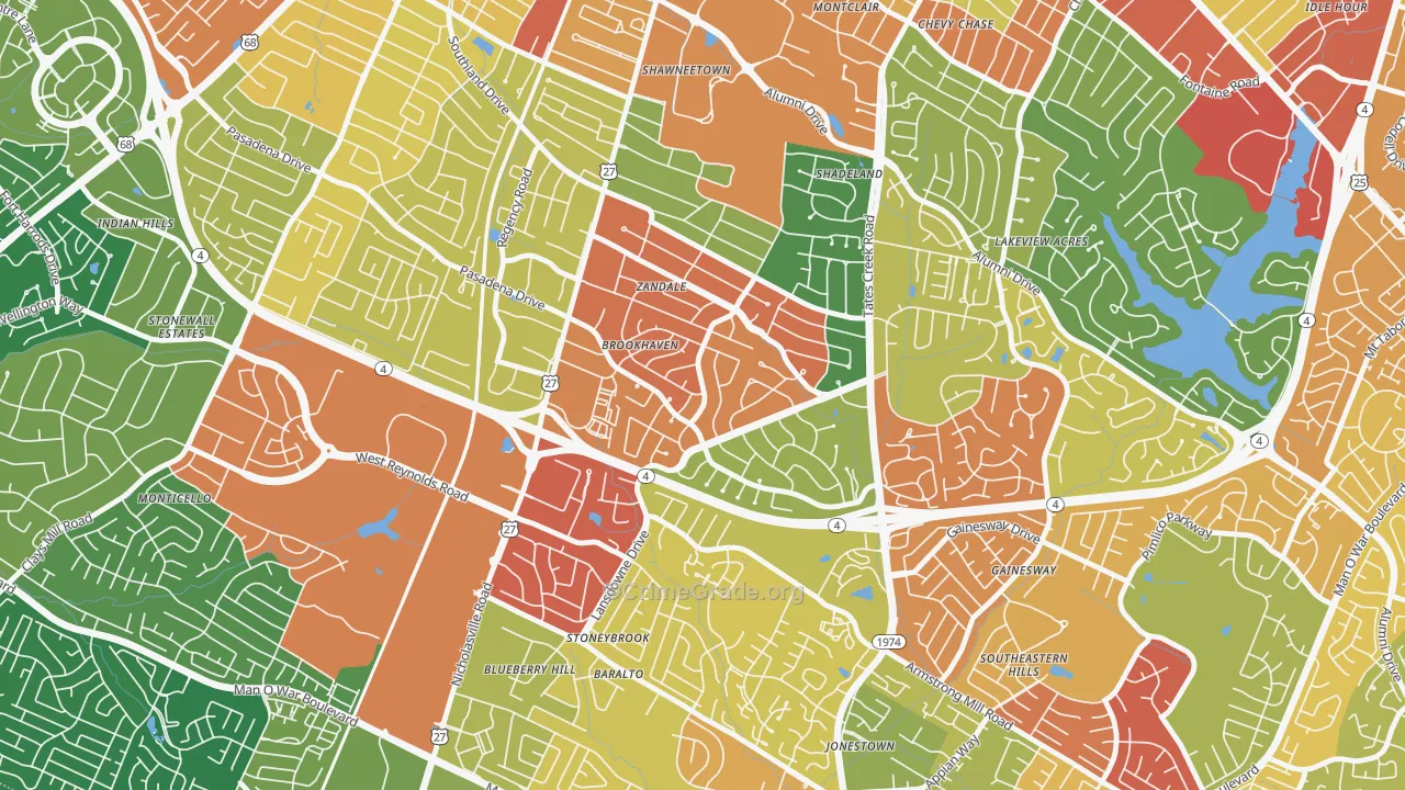 Brookhaven-Lansdowne, Lexington, KY Map of Vandalism Rates
