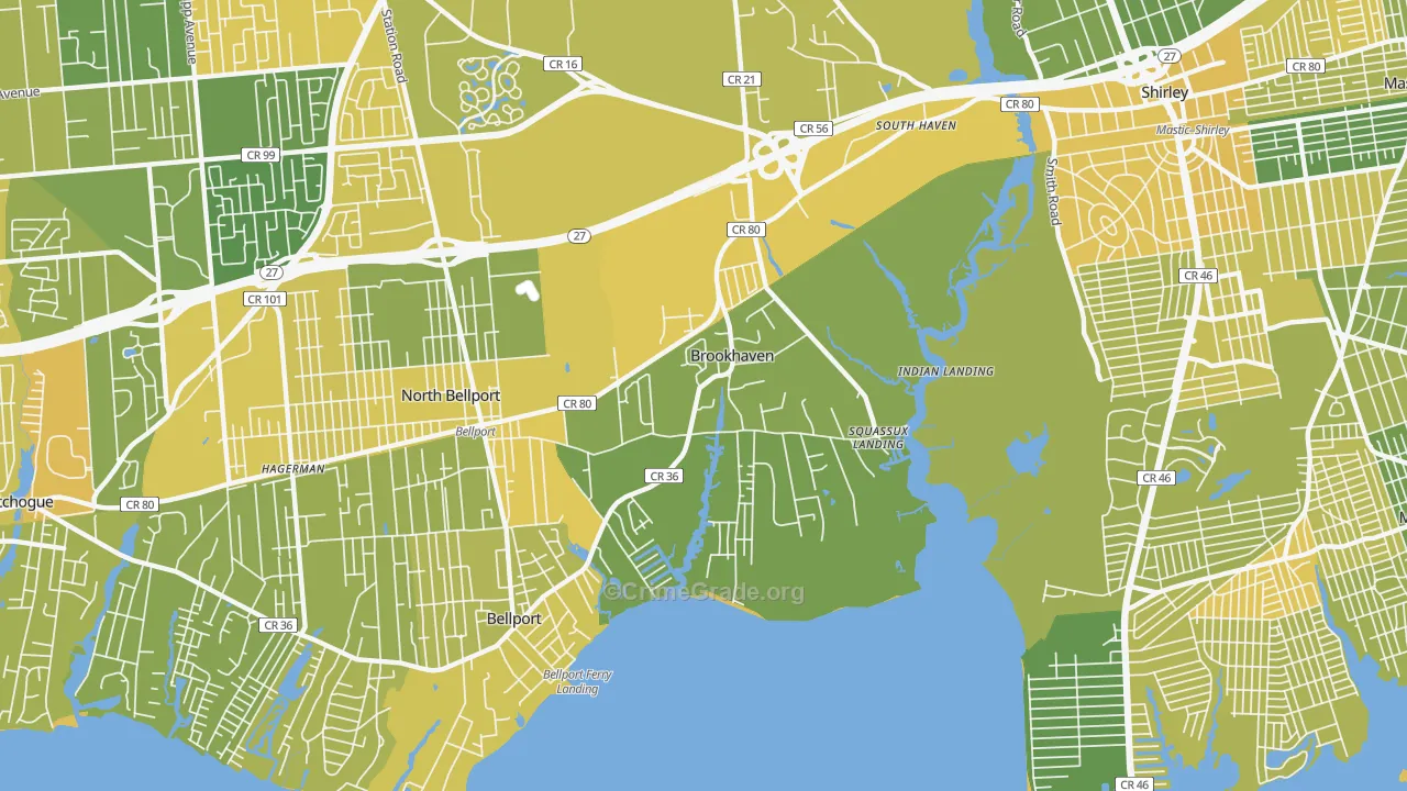Brookhaven, NY Map of Vandalism Rates