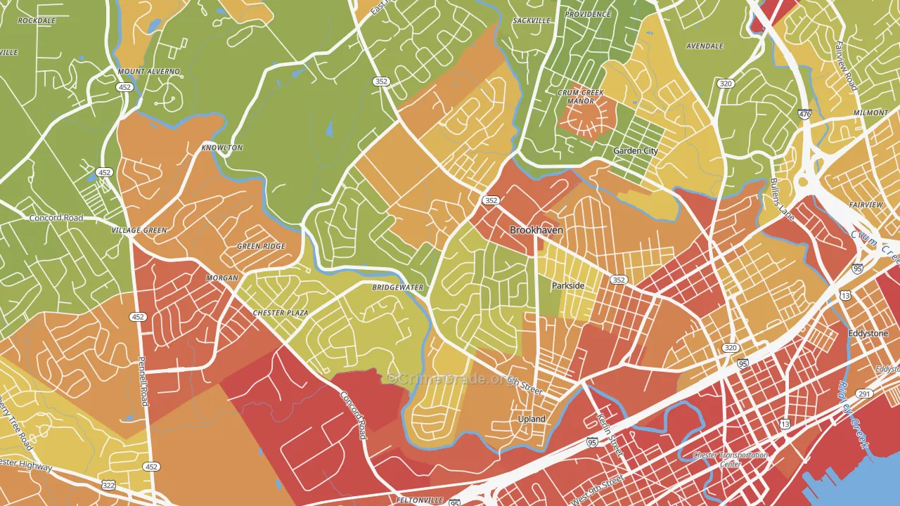 Brookhaven, PA Map of Vandalism Rates