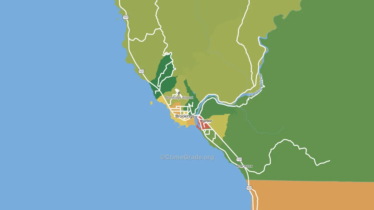 Brookings, OR Map of Vandalism Rates