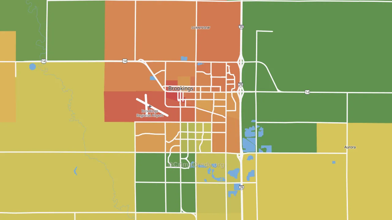 Brookings, SD Map of Vandalism Rates