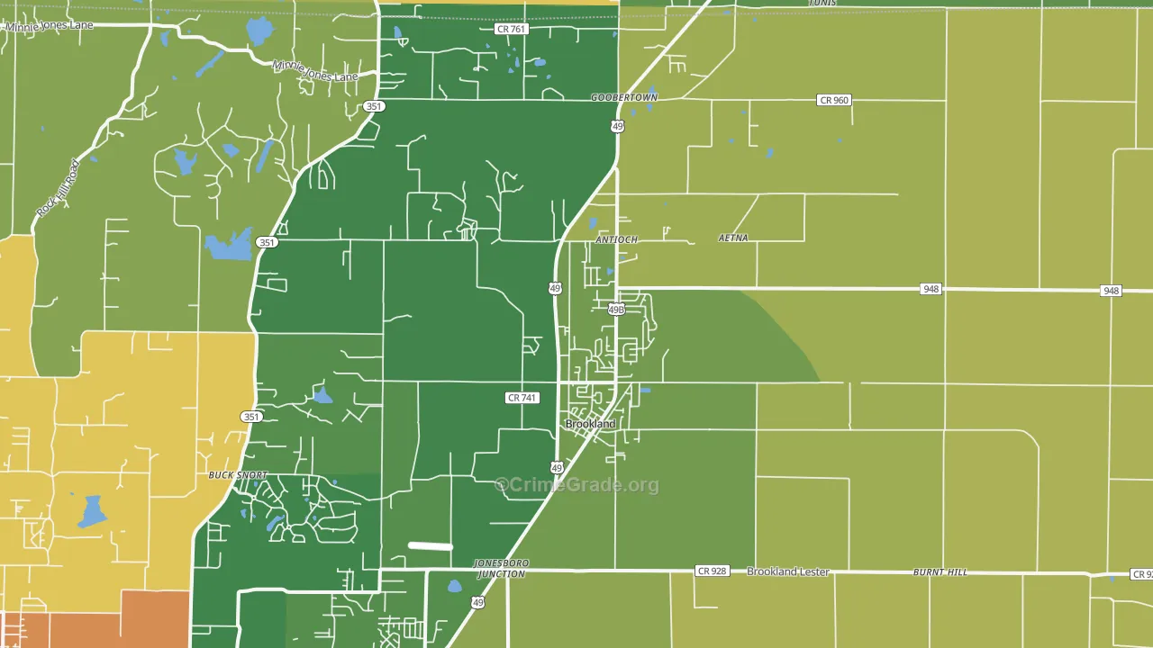 Brookland, AR Map of Vandalism Rates
