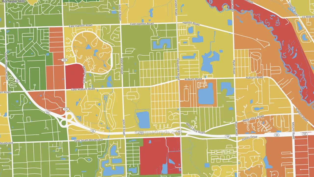Brooklands Park, Rochester Hills, MI Map of Vandalism Rates